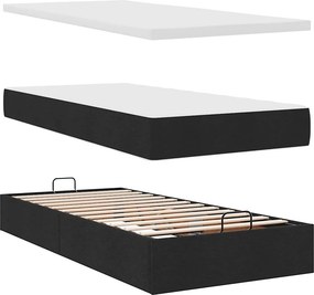 vidaXL Οθωμανικό κρεβάτι με στρώμα Μαύρο 80x200cm Ύφασμα