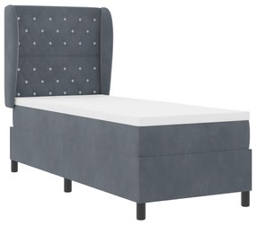 vidaXL Κρεβάτι με Στρώμα Στήριξης Σκούρο Γκρι 80x200 εκ Βελούδο