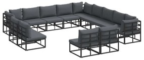 vidaXL Σετ Καναπέ Κήπου με μαξιλάρι 13 pcs Μαύρο Αλουμίνιο