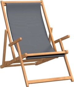 vidaXL Πτυσσόμενη καρέκλα από μασίφ ξύλο teak γκρι