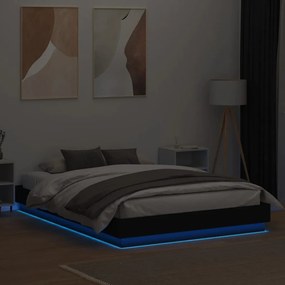 vidaXL Πλαίσιο Κρεβατιού με LED Μαύρο 150 x 200 εκ