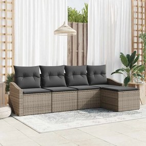 vidaXL Σετ Καναπέ με μαξιλάρι 5 pcs Γκρι συνθετικό ρατάν