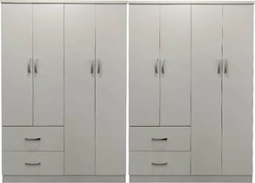 Ντουλάπα οχτάφυλλη Athos pakoworld λευκή 241x42x181εκ