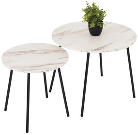 ΤΡΑΠΕΖΙΑ ΣΑΛΟΝΙΟΥ 2ΤΜΧ CUPPER HM9878.12 ΜΕΛΑΜΙΝΗ ΛΕΥΚΟ ΜΑΡΜΑΡΟ-ΜΑΥΡΟ ΜΕΤΑΛΛΟ