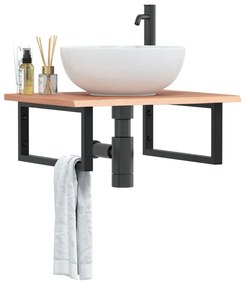 Ράφι Νιπτήρα Τοίχου από Ατσάλι / Μασίφ Ξύλο Δρυός