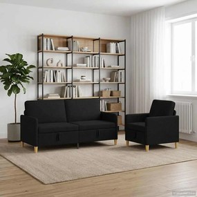 vidaXL Σαλονάκι Σετ Με Αποθηκευτικό Χώρο 2 pcs Μαύρο Πολυεστέρας