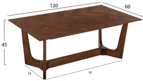 ΤΡΑΠΕΖΙ ΣΑΛΟΝΙΟΥ RIMER HM9743 MDF ΜΕ ΚΑΠΛΑΜΑ ΦΡΑΞΙΝΟΥ ΣΕ ΚΑΡΥΔΙ ΧΡΩΜΑ 120X60x45Yεκ.