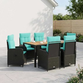 vidaXL Σετ Εξωτερικής Τραπέζης 7 τμχ. Black and Turquoise