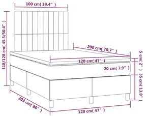 vidaXL Κρεβάτι Boxspring με Στρώμα Σκούρο Πράσινο 120x200εκ. Βελούδινο