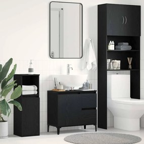 vidaXL Ντουλάπι Νιπτήρα Μαύρη Δρυς 65x33x60 εκ. Ξύλο Επεξεργασμένο