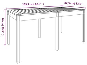 Τραπέζι Κήπου Γκρι 159,5x82,5x76 εκ. από Μασίφ Ξύλο Πεύκου - Γκρι