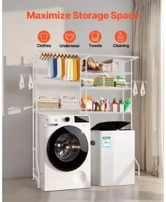 VEVOR Over Washer and Dryer Storage Shelf Two Row 6 Tiers Washer Rack White