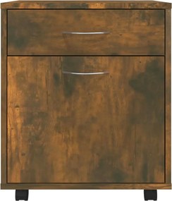 vidaXL Ντουλάπι Με Ροδάκια Καπνιστή Δρυς 45x38x54 εκ. Επεξεργ. Ξύλο