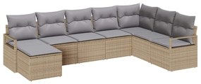 vidaXL Σετ Καναπέ Κήπου 8 pcs Μπεζ Πολυ ράταν