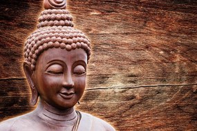 Εικόνα του αγάλματος του Βούδα σε ξύλινο φόντο - 60x40