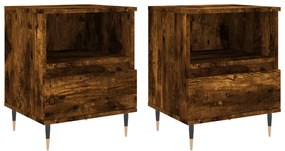 vidaXL Κομοδίνα 2 τεμ. Καπνιστή Δρυς 40 x 35 x 50 εκ. Επεξεργ. Ξύλο