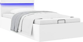 vidaXL Πλαίσιο Κρεβατιού Αποθ. Χώρο/LED Μαύρο 90x200 εκ. Δερματίνη