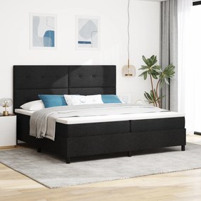 vidaXL Κρεβάτι box spring με στρώμα και φως LED σε μαύρο, 200 x 200 εκ. από ύφασμα