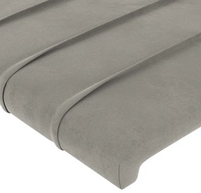 vidaXL Κεφαλάρι Κρεβατιού LED Ανοιχτό Γκρι 93x16x118/128εκ. Βελούδινο