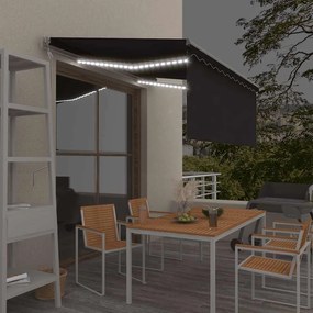 vidaXL Ηλεκτρική τέντα με LED και αισθητήρα 3,5 x 2,5 m Ανθρακί