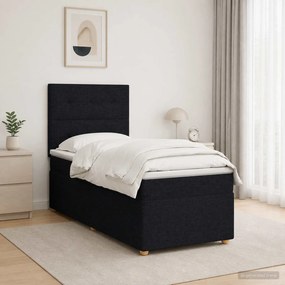 vidaXL Κρεβάτι box spring με στρώμα Μαύρο 100 x 200 cm Ύφασμα