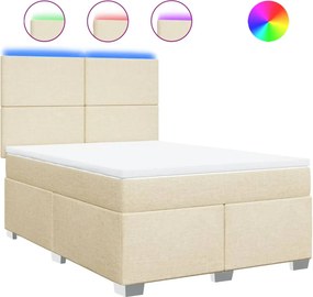 vidaXL Κρεβάτι Boxspring με Στρώμα Κρεμ 140x190 εκ. Υφασμάτινο