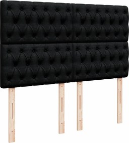 vidaXL Κρεβάτι Boxspring με Στρώμα Μαύρο 140x200 εκ. Υφασμάτινο