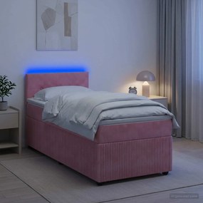 vidaXL Κρεβάτι box spring με στρώμα Ροζ 80 x 200 cm Βελούδο