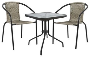Σετ Κήπου Τραπεζαρία HM5179.01 3τεμ Γκρί Μεταλλικό με Τραπέζι 60x60x72 εκ. &amp; 2 Καρέκλες