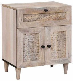 vidaXL Κομοδίνο με συρτάρι Μπεζ 50 x 33 x 60 εκ Μασίφ ξύλο μάνγκο