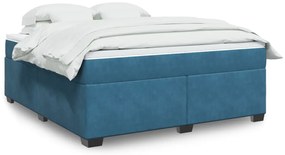 vidaXL Κρεβάτι Boxspring με Στρώμα Σκούρο Μπλε 180x200 εκ. Βελούδινο