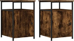 vidaXL Κομοδίνα 2 τεμ. Καπνιστή Δρυς 40x42x60 εκ. από Επεξεργ. Ξύλο