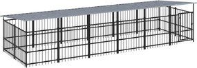 vidaXL Υπαίθριο Κλουβί Σκύλων με Οροφή από Χάλυβα 11,26 μ²