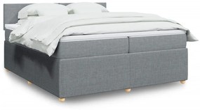 Κρεβάτι Boxspring με Στρώμα Ανοιχτό Γκρι 200x200 εκ. Υφασμάτινο - Γκρι