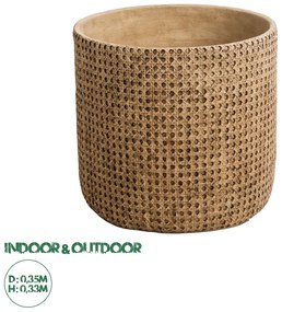 20800 GloboStar® Artificial Garden GIUSEPPE 20800 Διακοσμητικό Πολυεστερικό Τσιμεντένιο Κασπώ Γλάστρα - Flower Pot Καφέ Φ35 x Υ33cm