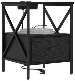vidaXL Κομοδίνο με συρτάρι 2 pcs Μαύρη δρυς 41.5 x 40.5 x 55 εκ.