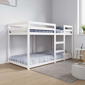 vidaXL Κουκέτα Λευκό 90x190 εκ. από Μασίφ Ξύλο Πεύκου