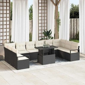 vidaXL Σετ Καναπέ Κήπου 11 pcs Μαύρο και κρεμ 100 x 55 x 73 εκ