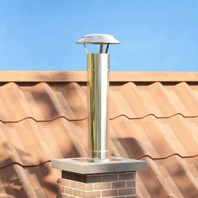 vidaXL Επέκταση Καμινάδας Ασημί 25 x 25 x 82 εκ. Ανοξείδωτο ατσάλι