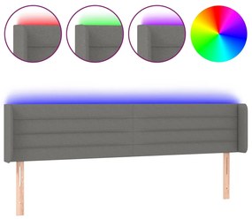 vidaXL Κεφαλάρι Κρεβατιού LED Σκούρο Γκρι 183x16x78/88 εκ. Υφασμάτινο