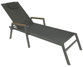 Deckchair with arms Koby aluminium-textilene anthracite 200x66x34 εκ.