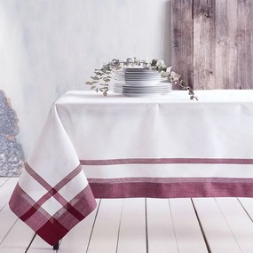Τραπεζομάντηλο Dioni White-Bordo Ρυθμός 140 X140 140x140cm Linen-Polyester