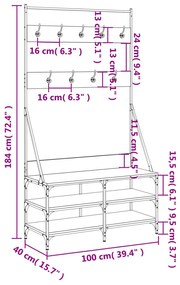 ΚΡΕΜΑΣΤΡΑ ΡΟΥΧΩΝ ΜΕ ΠΑΠΟΥΤΣΟΘΗΚΗ ΜΑΥΡΗ 100 X 40 X 184 ΕΚ. 837847