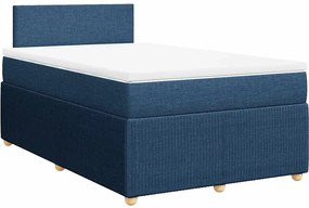 vidaXL Κρεβάτι Boxspring με Στρώμα Μπλε 120x190 εκ. Υφασμάτινο