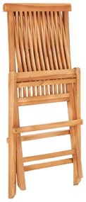 Σετ Επίπλων Mπιστρό 3 τεμ. Μασίφ Ξύλο Teak με Κόκκινα Μαξιλάρια - Κόκκινο