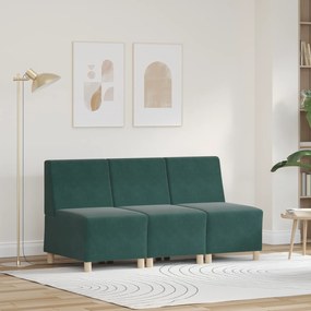 vidaXL Καναπέδες 3 pcs Σκούρο πράσινο 55 x 74 x 82 εκ. Βελούδο