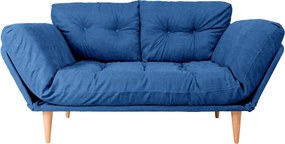 Τριθέσιος Καναπές Κρεβάτι Μπλε Ρουά BUTULA 85x200x80