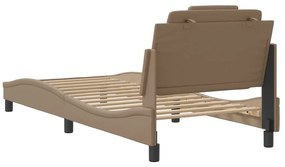 vidaXL Σκελετός Κρεβατιού Viana Χωρίς Στρώμα Καπουτσίνο 90x200 εκ. Συνθ. Δέρμα