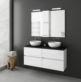 Drop Luxus 120x41 White Gloss Top MDF - Πάγκος με Νιπτήρα &amp; Καθρέπτη