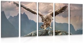 Εικόνα 5 μερών αετός με απλωμένα φτερά πάνω από τα βουνά
